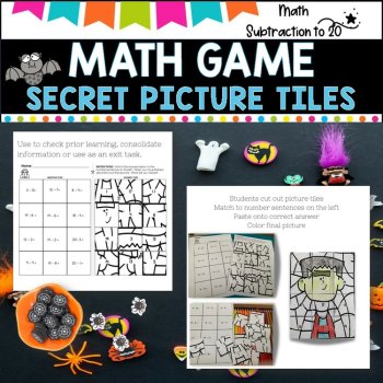 Secret Picture Tiles  l Subtraction Facts within 20  worksheets, image 3