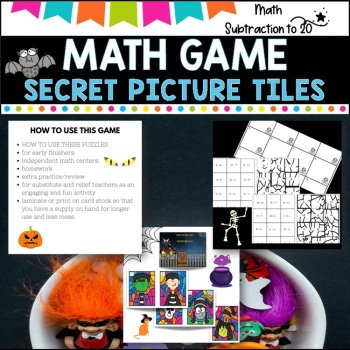 Secret Picture Tiles  l Subtraction Facts within 20  worksheets, image 4