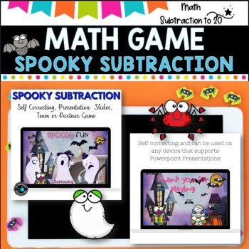 SUBTRACTION WITHIN 20 l PowerPoint  Team Game l Spooky Fun, image 2