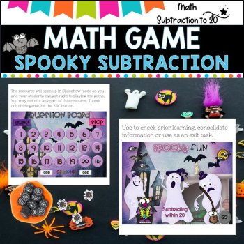 SUBTRACTION WITHIN 20 l PowerPoint  Team Game l Spooky Fun, image 3