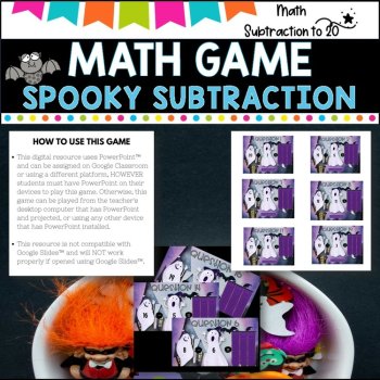SUBTRACTION WITHIN 20 l PowerPoint  Team Game l Spooky Fun, image 4