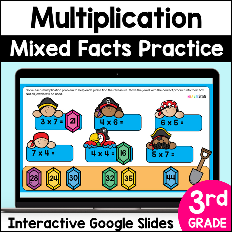 Multiplication Facts - Mixed Practice for x2 to x10 Multiplication Math Facts