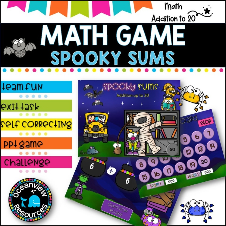 ADDITION FACTS TO 20 l PowerPoint  Team Game l Spooky Fun