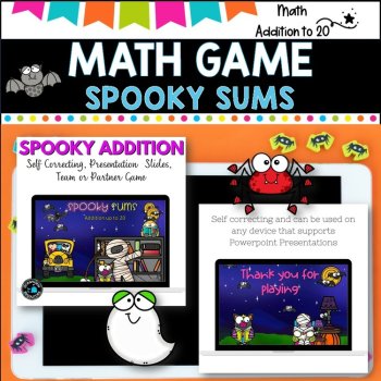ADDITION FACTS TO 20 l PowerPoint  Team Game l Spooky Fun, image 2