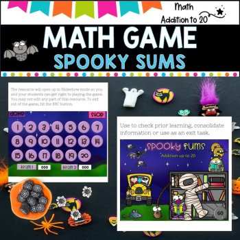 ADDITION FACTS TO 20 l PowerPoint  Team Game l Spooky Fun, image 3