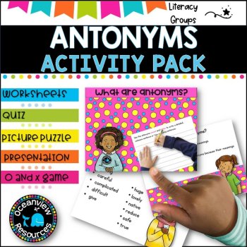 Antonyms and Synonyms Activity Bundle- Worksheets, Presentations, Games, image 3
