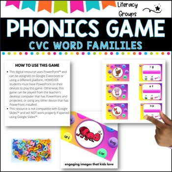 PHONICS GAME l CVC word families l PowerPoint Game and worksheets, image 4
