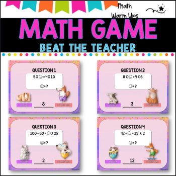Missing Number Problemsl PowerPoint Game l BEAT THE TEACHER l worksheet, image 2