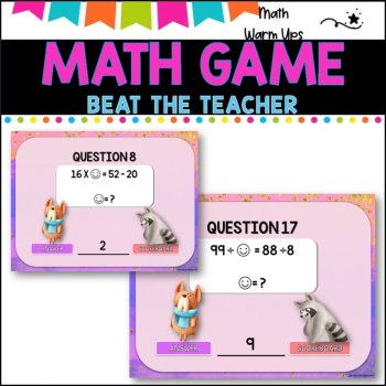 Missing Number Problemsl PowerPoint Game l BEAT THE TEACHER l worksheet, image 3