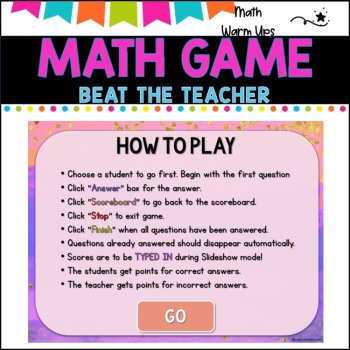 Missing Number Problemsl PowerPoint Game l BEAT THE TEACHER l worksheet, image 4