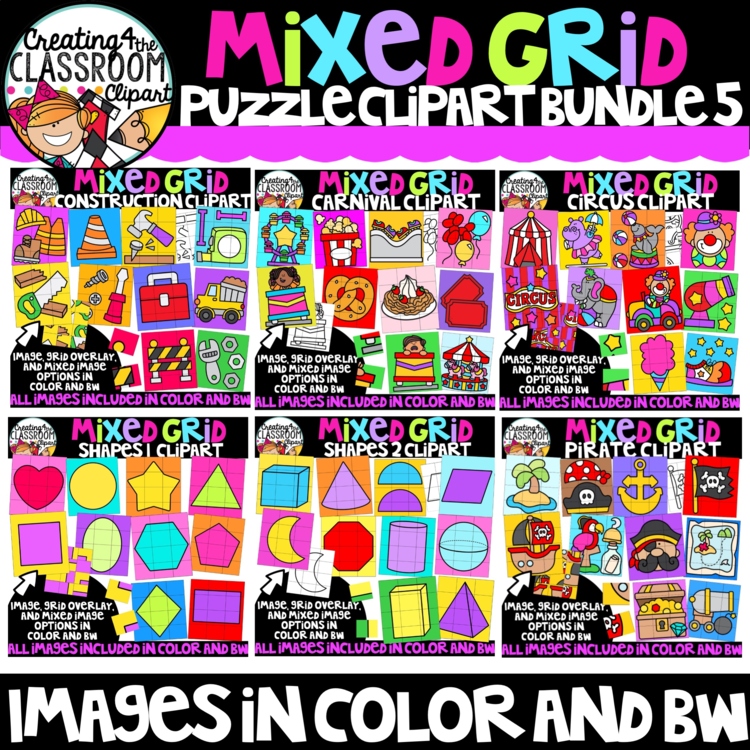 Mixed Grid Puzzles 5 Clipart Bundle | Puzzle Clipart