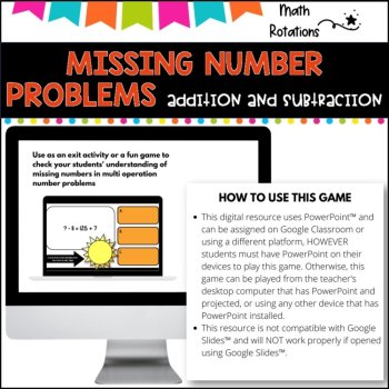 ADDITION AND SUBTRACTION BALANCING l PowerPoint Game l with worksheets, image 3