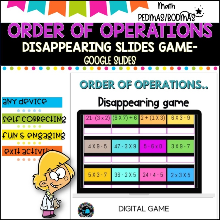 DIGITAL GAME l order of operations l BODMAS /PEDMAS Disappearing Game