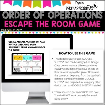 ESCAPE GAME l ORDER OF OPERATIONS l Google Classrooms, image 3
