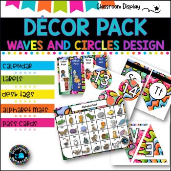 MASSIVE DECOR SET I Classroom Labels + Signs Pack | CIRCLES AND WAVES-RETRO, image 4