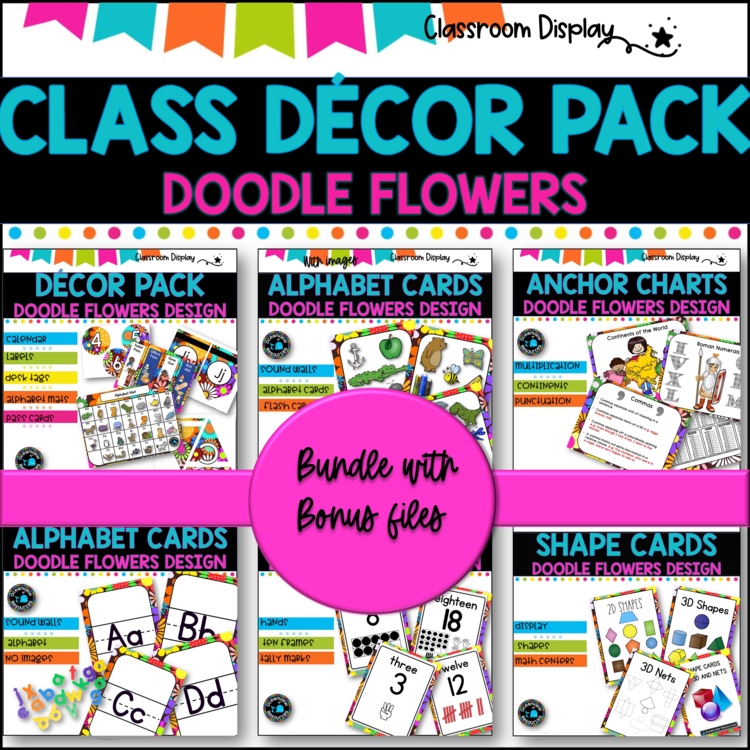 DECOR SET I Classroom Labels + Signs Pack |RETRO FLOWER DESIGN