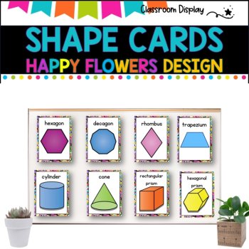 SHAPES POSTERS I 2D, 3D and Nets of Shapes l Classroom Decor I SMILEY FLOWERS, image 2