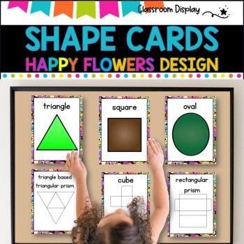 SHAPES POSTERS I 2D, 3D and Nets of Shapes l Classroom Decor I SMILEY FLOWERS, image 4