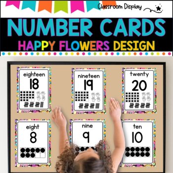 NUMBER POSTERS with ten frames l Classroom Decor l SMILEY FACES DESIGN, image 4