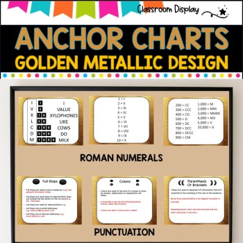 ANCHOR CHARTS I X, Roman Numerals, Continents, Punctuation | GOLD METAL DESIGN, image 4