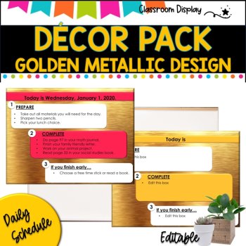 DECOR PACK l Classroom Labels + Signs Pack  |  GOLD METALLIC DESIGN, image 2