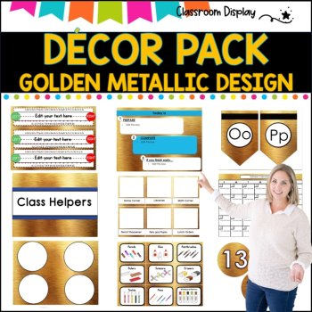 DECOR PACK l Classroom Labels + Signs Pack  |  GOLD METALLIC DESIGN, image 4