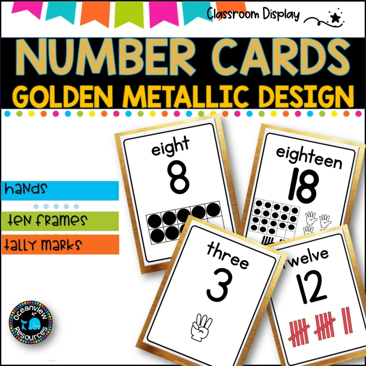 NUMBER POSTERS with ten frames- Classroom Decor - GOLDEN DESIGN
