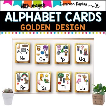 ALPHABET POSTERS with Pictures l DECOR l  GOLDEN METALLIC DESIGN, image 2