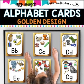 ALPHABET POSTERS with Pictures l DECOR l  GOLDEN METALLIC DESIGN, image 4