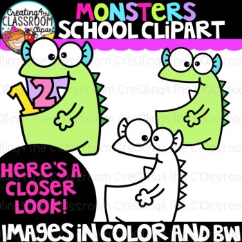 Monster School Clipart | School Monsters clipart for worksheets, image 2
