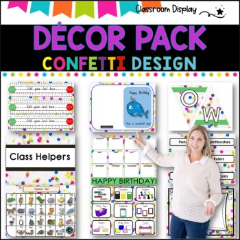DECOR PACK l Classroom Labels + Signs Pack  |  FUN CONFETTI DESIGN, image 4