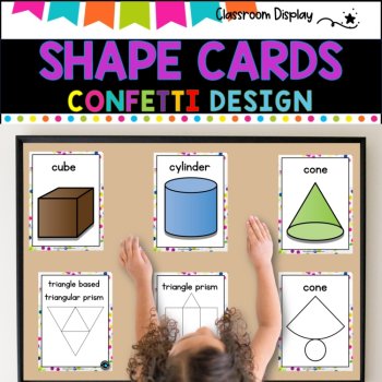 SHAPES POSTERS I 2D, 3D and Nets of Shapes l Classroom Decor I CONFETTI DESIGN, image 4