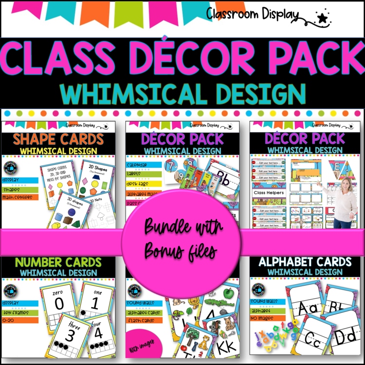 MASSIVE DECOR BUNDLE I Classroom Labels + Signs Pack | FUN WHIMSICAL DESIGN