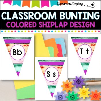 Alphabet and Number Bunting I DECOR PACK I COLORED SHIPLAP, image 2