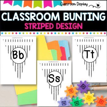 Alphabet and Number Bunting I Decor Pack I STRIPED I DECOR PACK, image 2