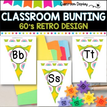 Alphabet and Number Bunting I Decor Pack I 60's RETRO I DECOR PACK, image 2