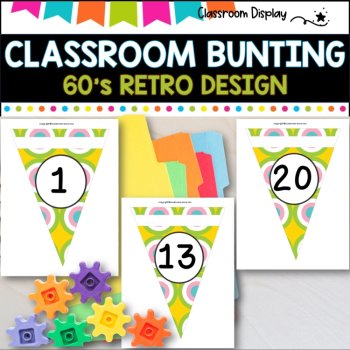 Alphabet and Number Bunting I Decor Pack I 60's RETRO I DECOR PACK, image 3