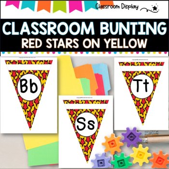 Alphabet and Number Bunting I Decor Pack I RED STARS I DECOR PACK, image 2