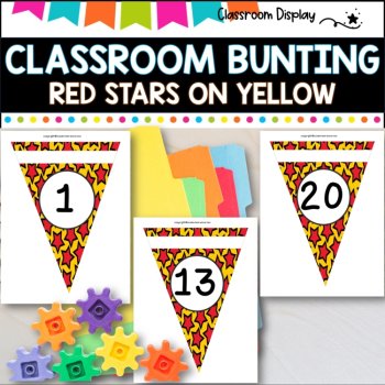 Alphabet and Number Bunting I Decor Pack I RED STARS I DECOR PACK, image 3