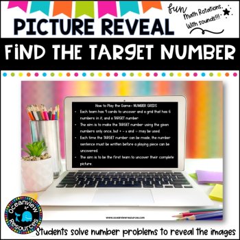 Reach the Number Target- puzzle reveal game- POWERPOINT GAME, image 2