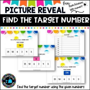 Reach the Number Target- puzzle reveal game- POWERPOINT GAME, image 3