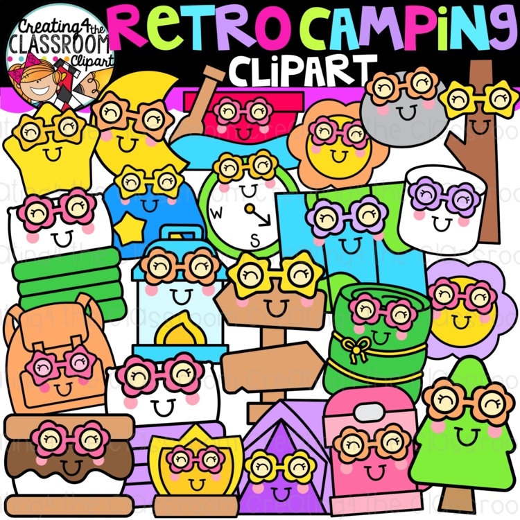 Retro Camping Clipart | Camping Clip Art for Activities and Worksheets