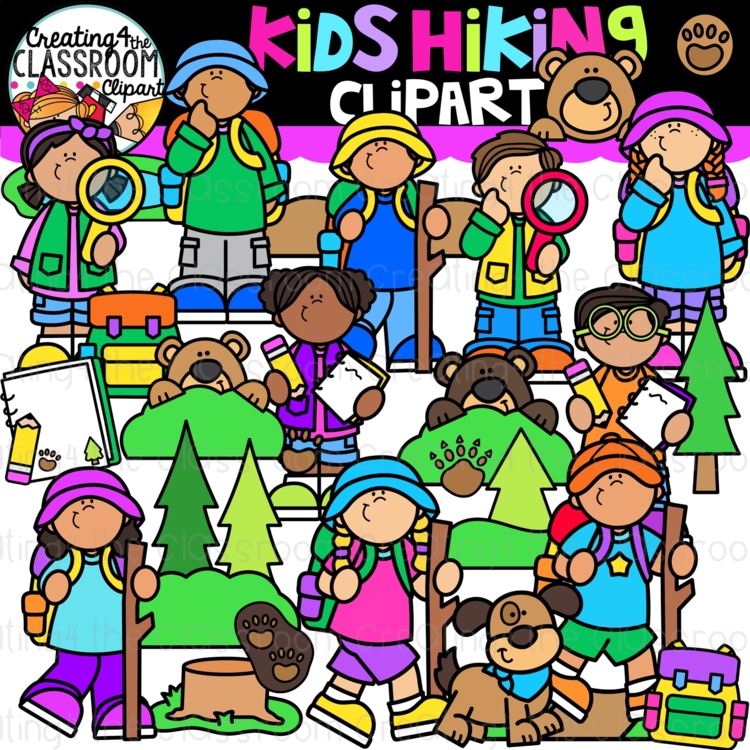 Hiking Kids Clipart | Camping Clip Art for Activities and Worksheets