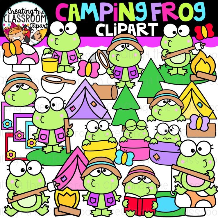 Camping Frogs Clipart | Camping Clip Art for Activities and Worksheets