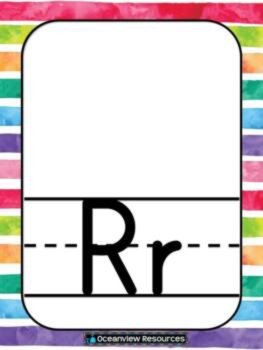 Alphabet Posters - RAINBOW STRIPED BACKGROUNDS, image 2