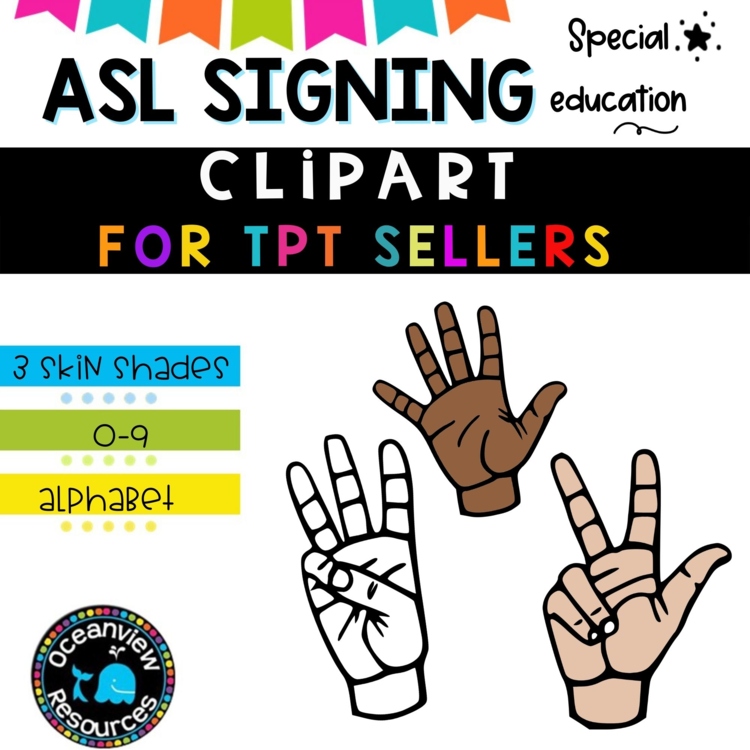 ASL Sign language clipart Alphabet and numbers 0-9