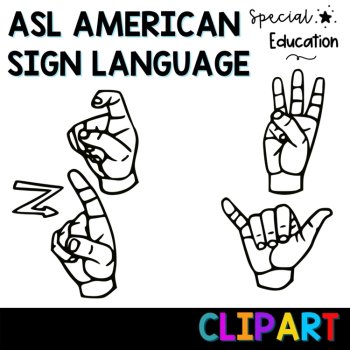 ASL Sign language clipart Alphabet and numbers 0-9, image 2