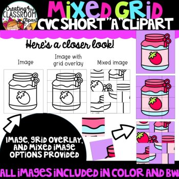 CVC Puzzle Mixed Grid Clipart Bundle| Puzzle Clipart CVC Words, image 4