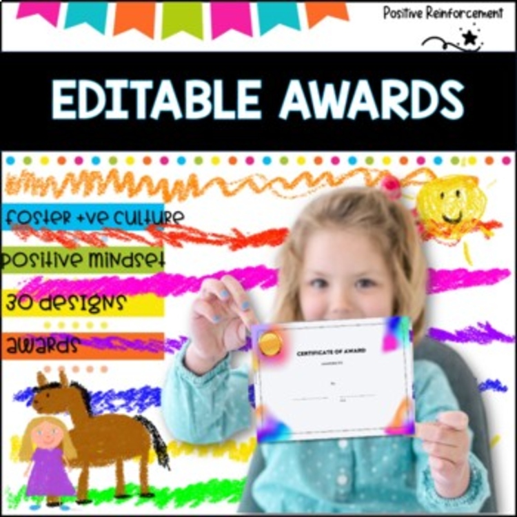 Editable Award Certificates- Suitable for All Year  30 designs to choose from