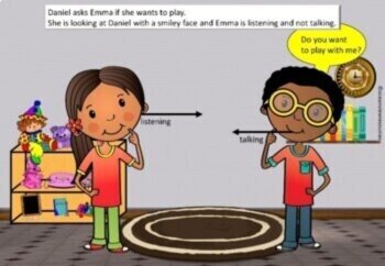 Social Narrative-TALKING TO EACH OTHER male and female characters SPED, image 3